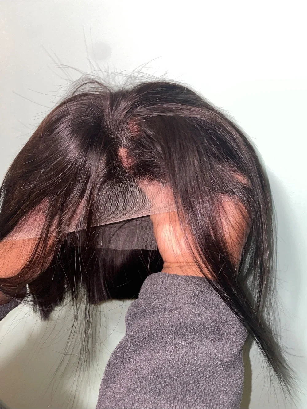 100% human Black Straight hair . Bob 12 in . 13x4 lace front wig